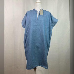 NWOT Everlane Women's Blue Pocket Shirt Dress SZ 12